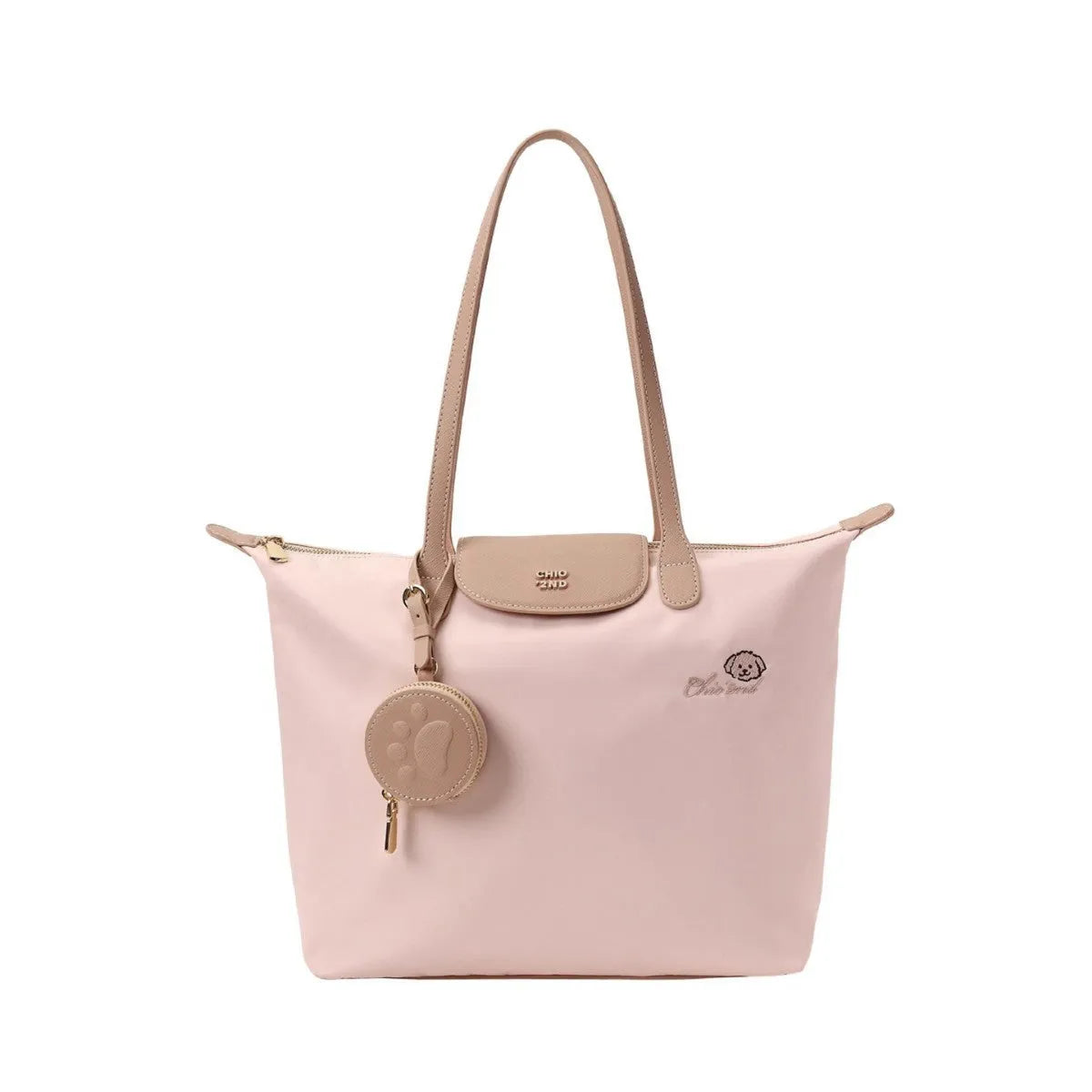 Women's structured square Oxford cloth tote shoulder bag with mobile phone compartment in pink colour