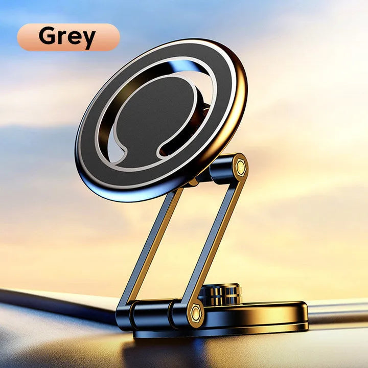 Telescopic folding car phone holder with magnetic suction dashboard attachment