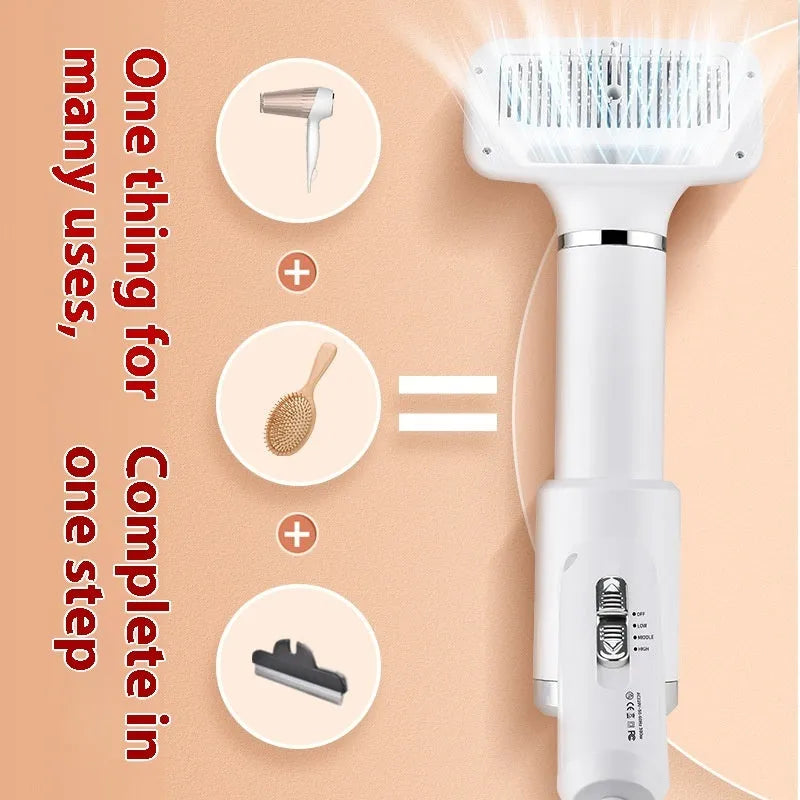 Pet hair dryer hot air comb for dogs, ABS material, beige colour, with UK plug option