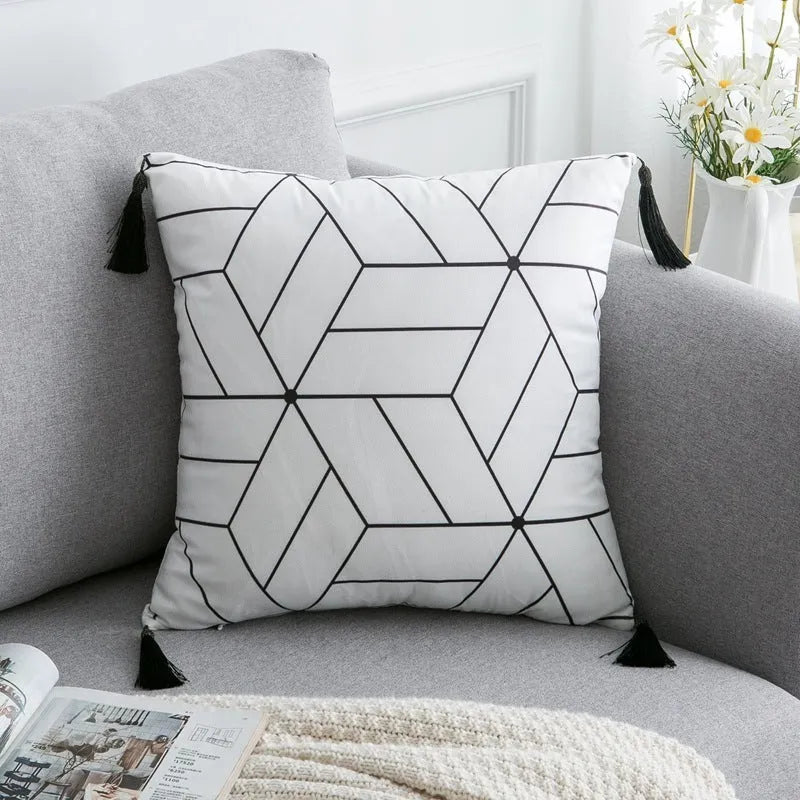 Bohemian national throw pillow pillowcase in light gray, 30x50cm, polyester fibre, for living room decor