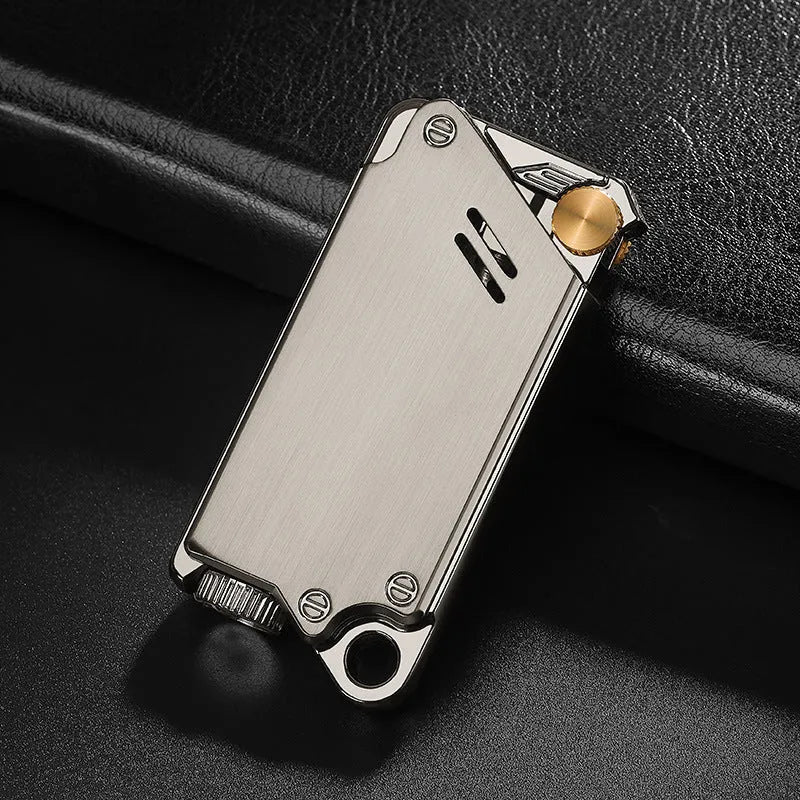 Electroplated laser sculpted windproof lighter metal butane refillable black drawing pattern