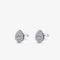 Women's drop-shaped silver ear studs in 925 sterling silver with diamond treatment