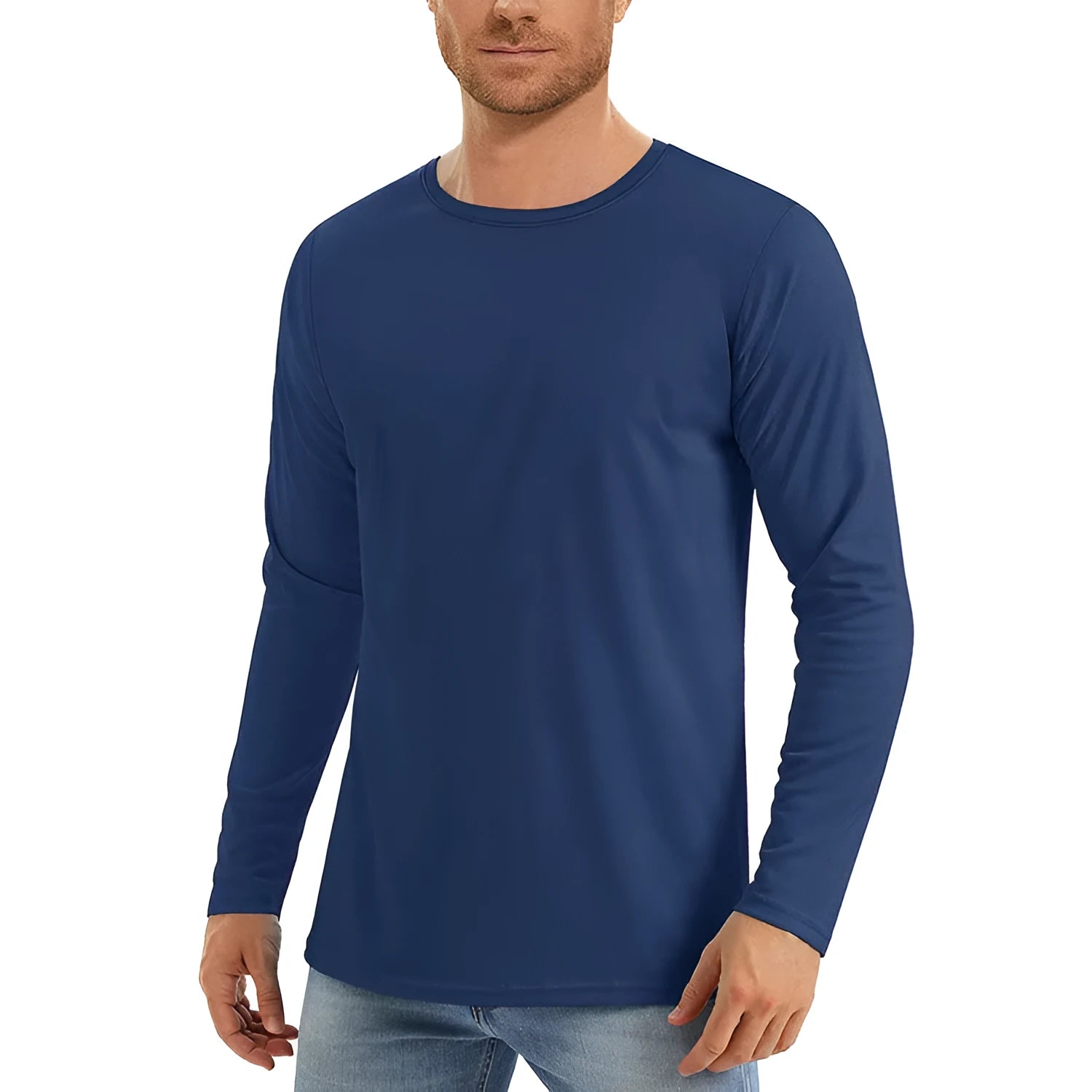 UV protection quick-dry polyester long sleeve top in solid colour, front view