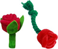 Chew-resistant plush rose flower dog toy with squeaker for small dogs and puppies, soft plush material