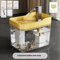 Cat water fountain in matte grey plastic with 1.5L tank and circulating pump for pet hydration