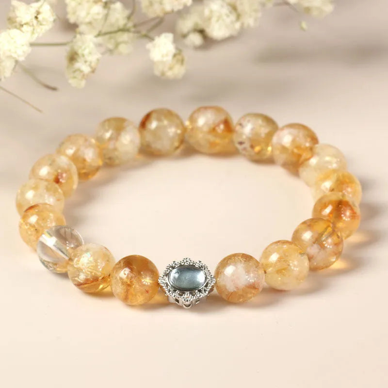 Citrine crystal geometric bracelet with 10mm size and grinding treatment in unisex style