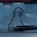 Cartoon dog windscreen wiper car decal sticker showing black and white colour options with dimensions 21x33cm