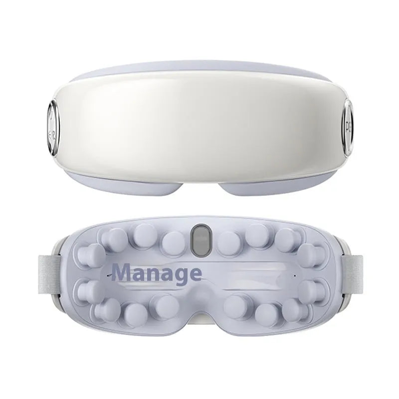Purplish grey Bluetooth steam smart eye moisturising instrument showing control buttons and steam vents.