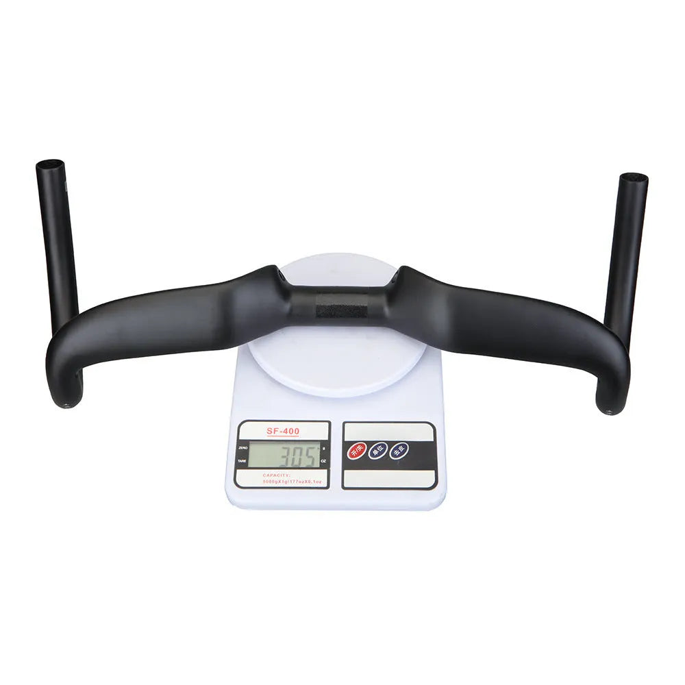 Black carbon fibre large angle bent motorcycle handlebar with 31.8mm clamp and 125mm rise