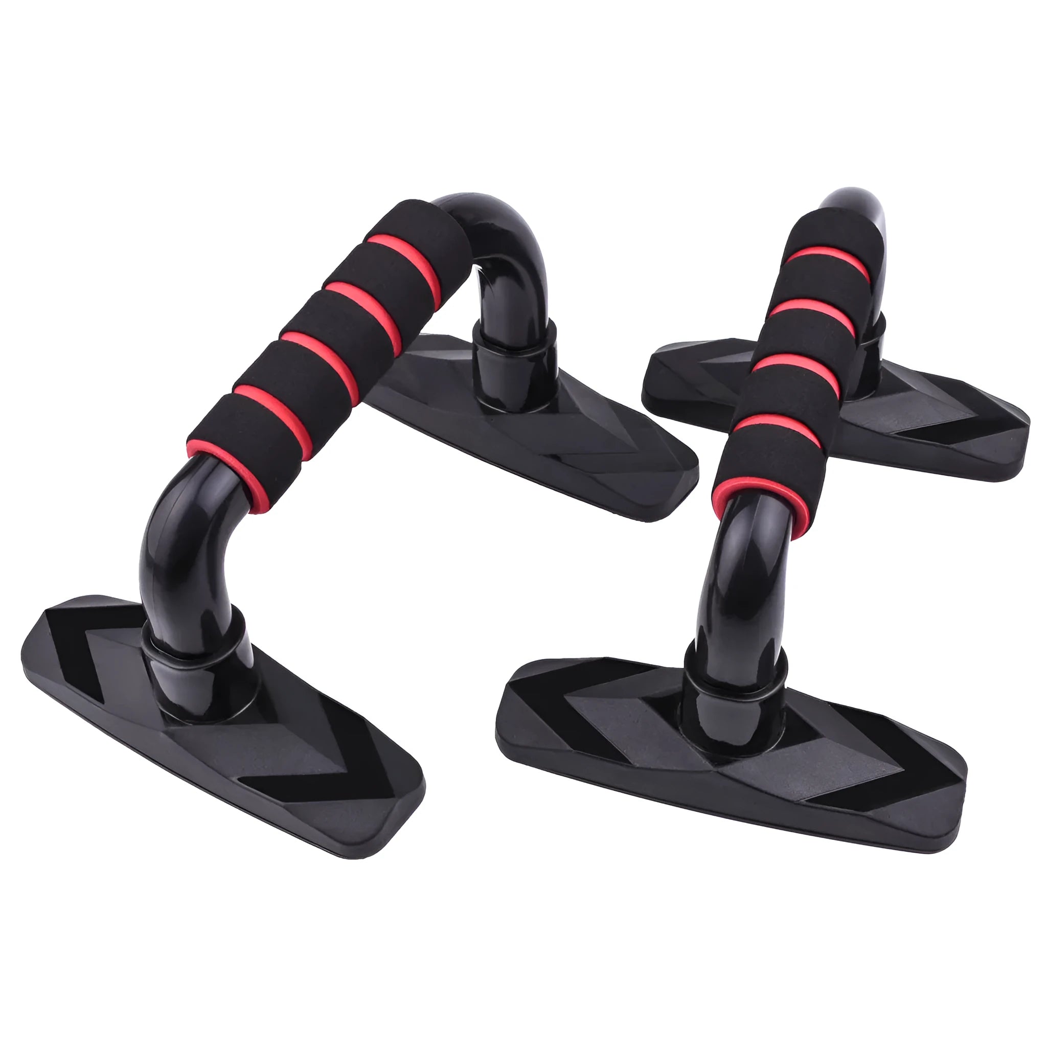 I-shaped PP sponge push up bars for strength training in black, blue, grey and red colour options