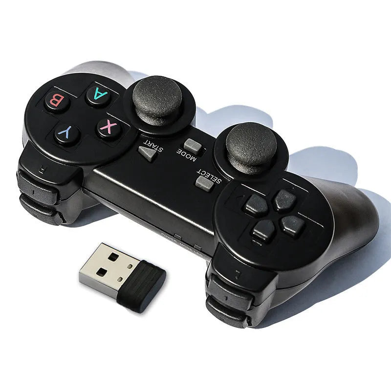 2.4G wireless gamepad in classic black with ABS housing and USB receiver for Android TV and PC