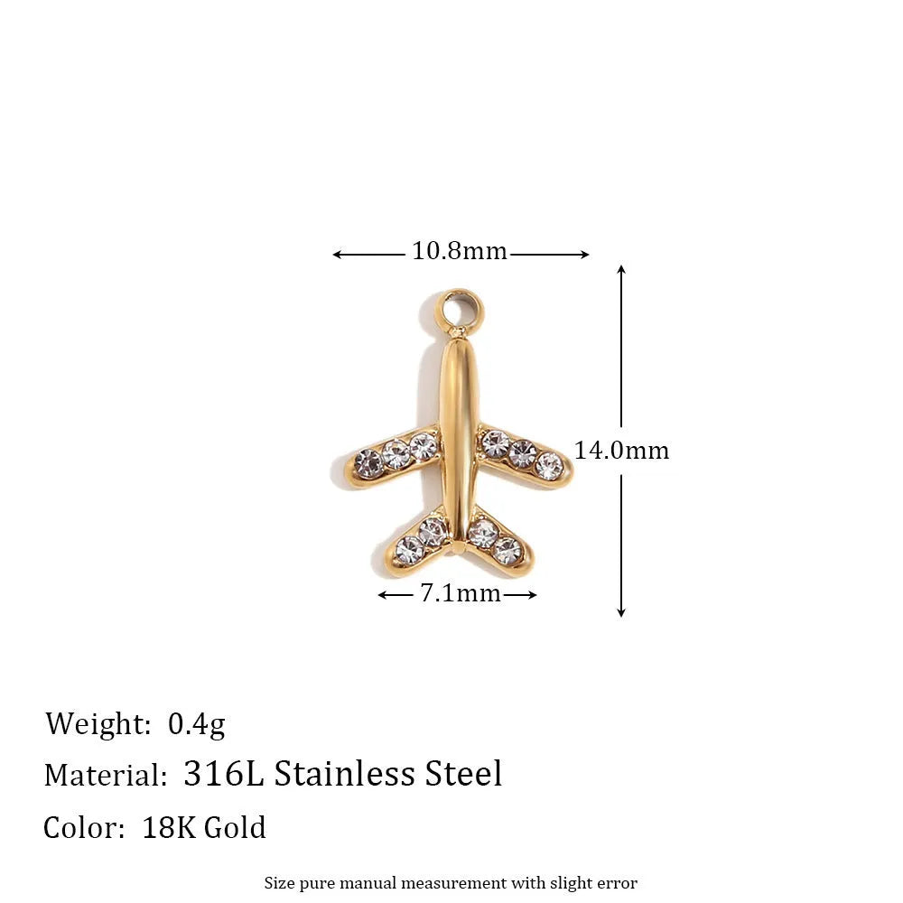 18K gold mini pendant with micro inlay colourful crystals on stainless steel base, geometric shape