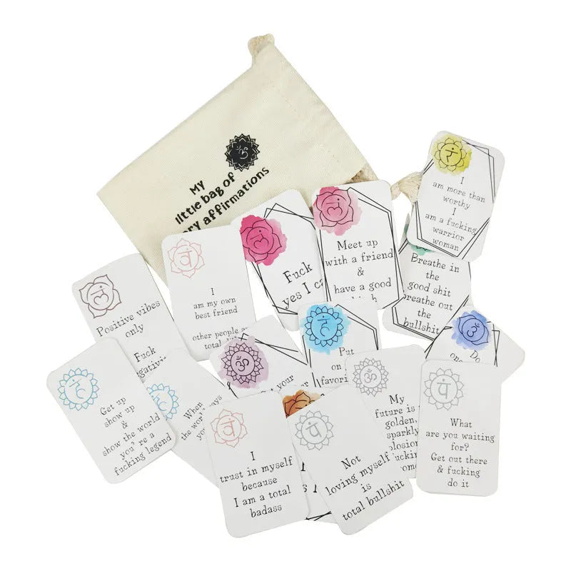 Set of 16 funny affirmation cards in a greeting card bag with soft adorable healing series colour printed designs