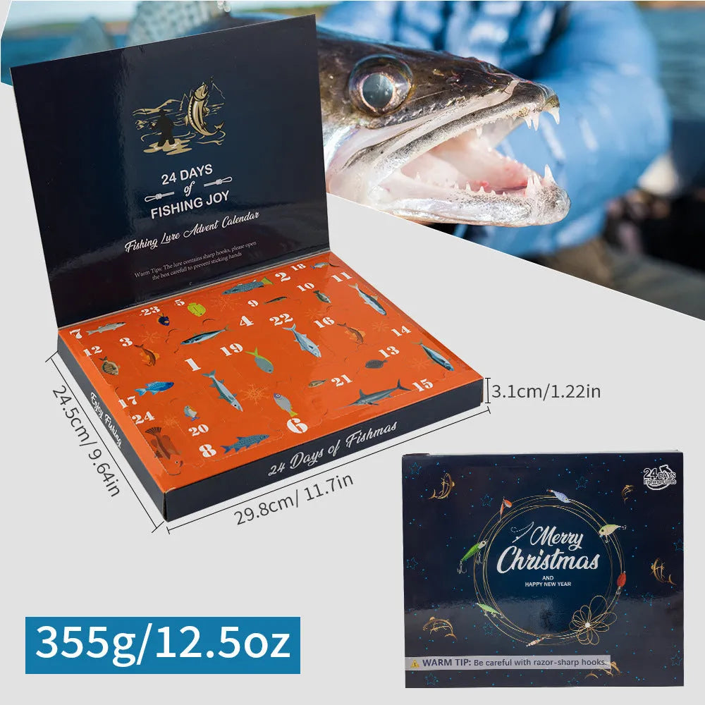 Mino Bog Christmas fishing blind box containing 24 metal tackle pieces in style 01 colour