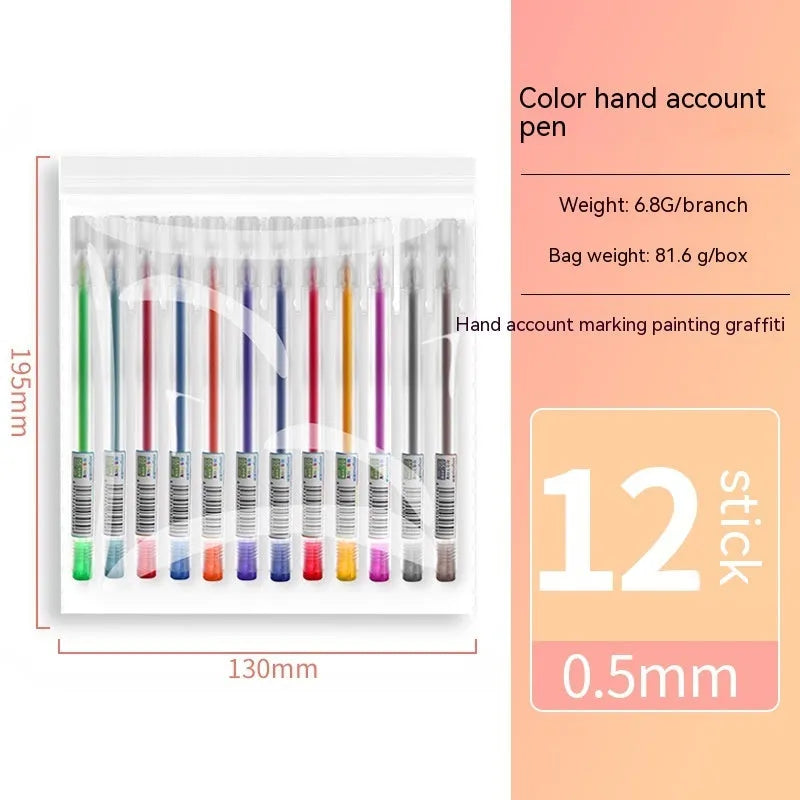 Colour boxed gel pen stationery with 0.5mm fine point plastic shell and assorted ink colours