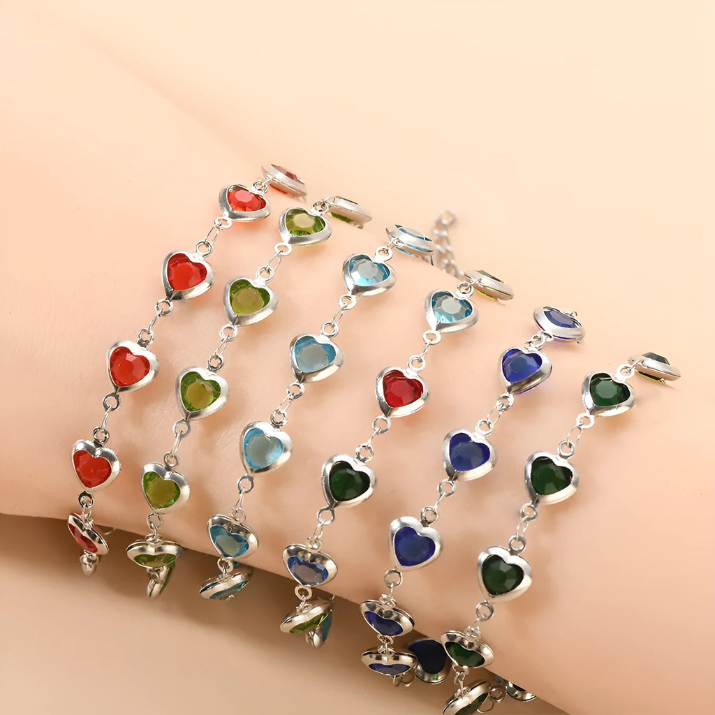 Devil's Eye geometric heart bracelet in stainless steel, shown in one of six electroplated colour options.