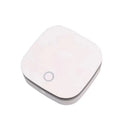 White USB-powered car air purifier with negative ion sterilisation and composite filter.