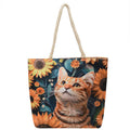 Canvas linen cotton shoulder bag with open pocket and double straps in urban simplicity style