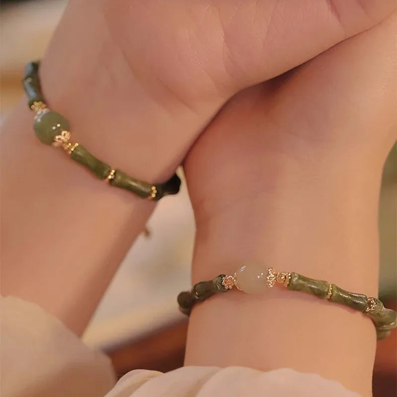 Hetian jade round bracelet for women, dark green colour, simple geometric style