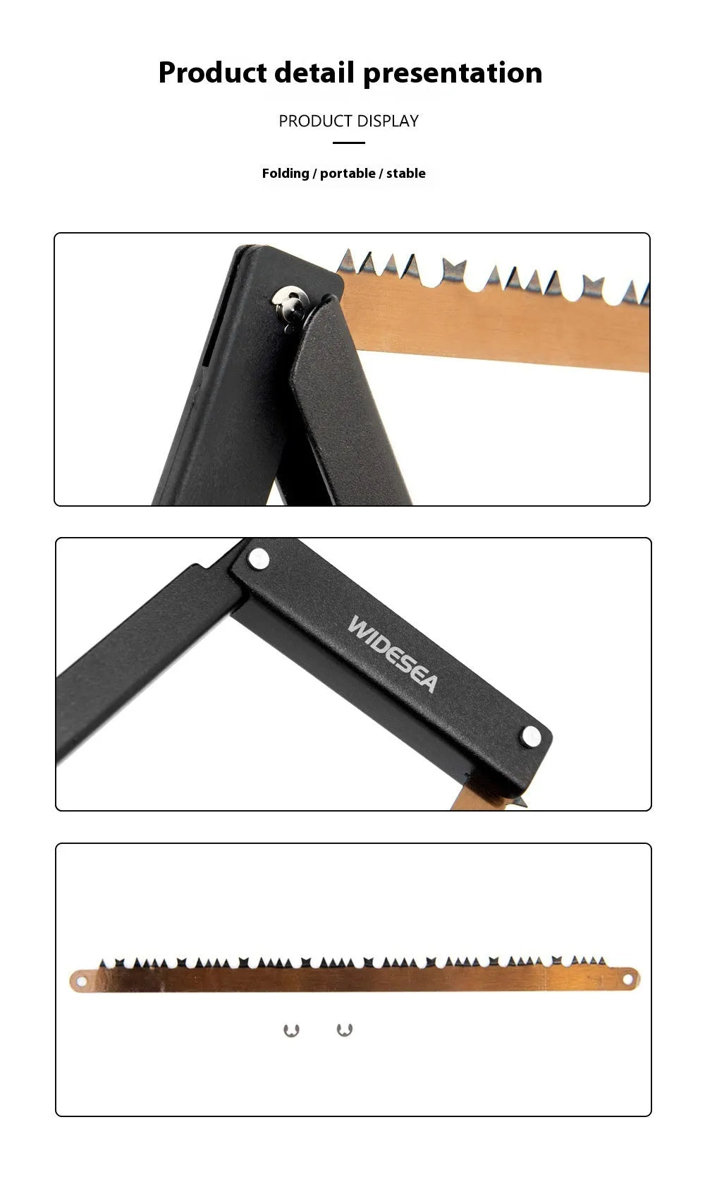 Outdoor foldable saw black aluminium PA66 nylon handle No. 65 Gao Meng hacksaw blade