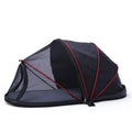 Folding cat tent with half mesh canopy in black or blue options