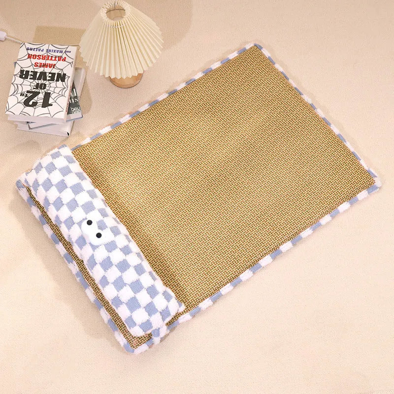 Gray cat nest mat with cushion for all-season kennel use, available in S M L XL sizes