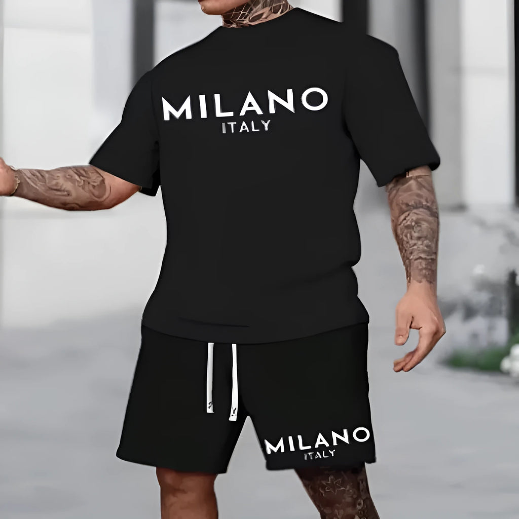 Polyester short sleeve suit set with pullover top and matching shorts in multiple colours