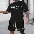 Polyester short sleeve suit set with pullover top and matching shorts in multiple colours