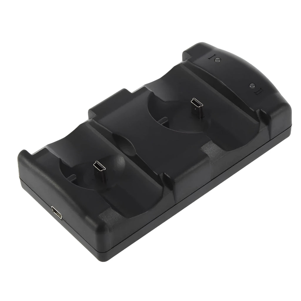 PS3 two-in-one handle base charger for original controllers, black plastic, USB wireless charging stand
