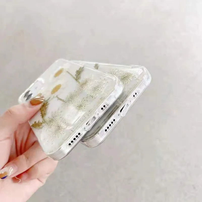 White epoxy daisy TPU phone case protective back cover for iPhone XR