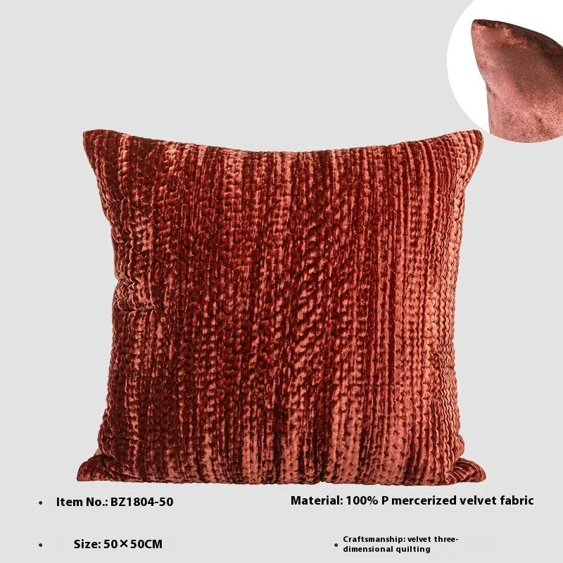 Antique style Chinese decorative cushion with textured velvet fabric in green, red, mocha, or orange