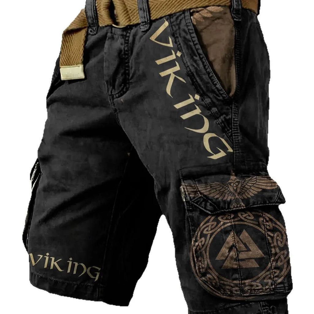 Men's 3D digital printing zipper shorts in polyester, side view showing print and fit, sizes S to 5XL