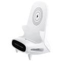 White ABS wireless charger stand with Type-C input, measuring 96.3x88.2x139.3 mm, 154.2g