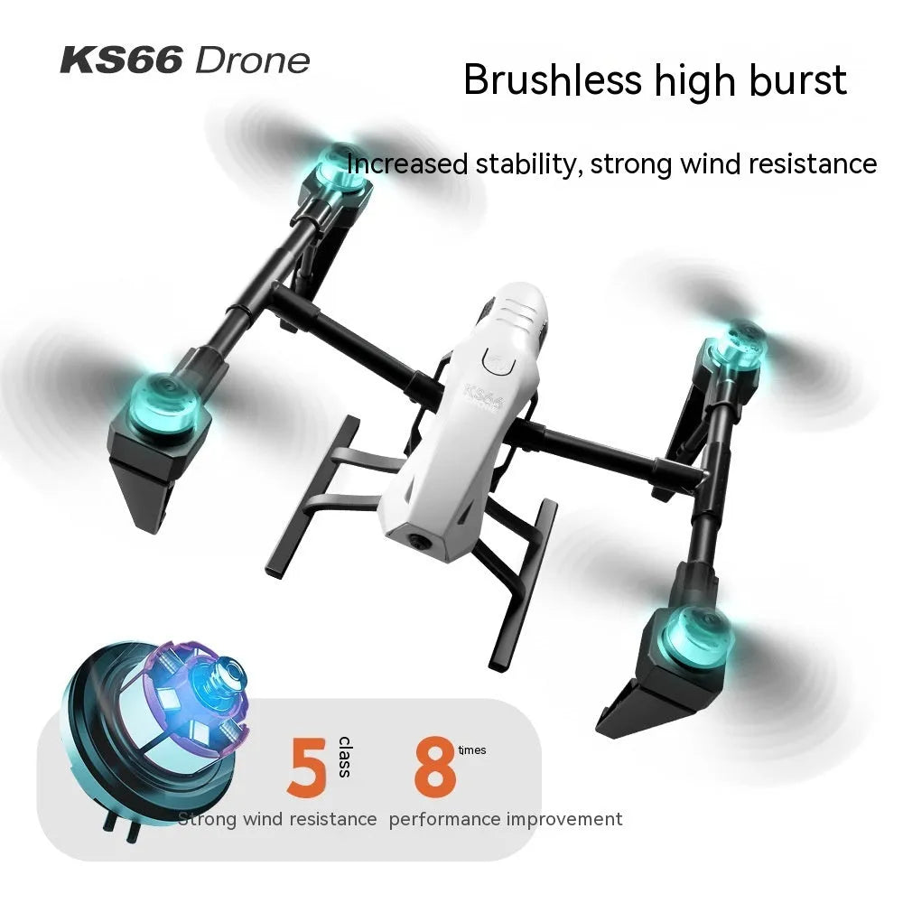 Full Set Alloy KS66 UAV outdoor aerial drone with camera, white or black body, optical flow positioning
