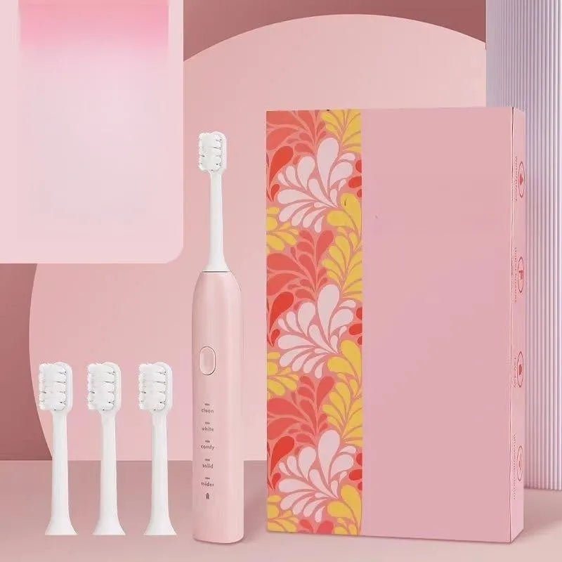 Yellow USB rechargeable electric toothbrush with small duck laser engraving and soft bristle head