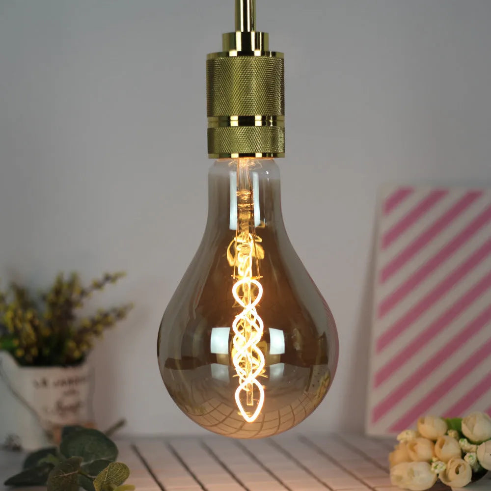 Double helix LED soft light strip with A110 spiral finish in gold or grey, dimensions 110mm by 200mm.