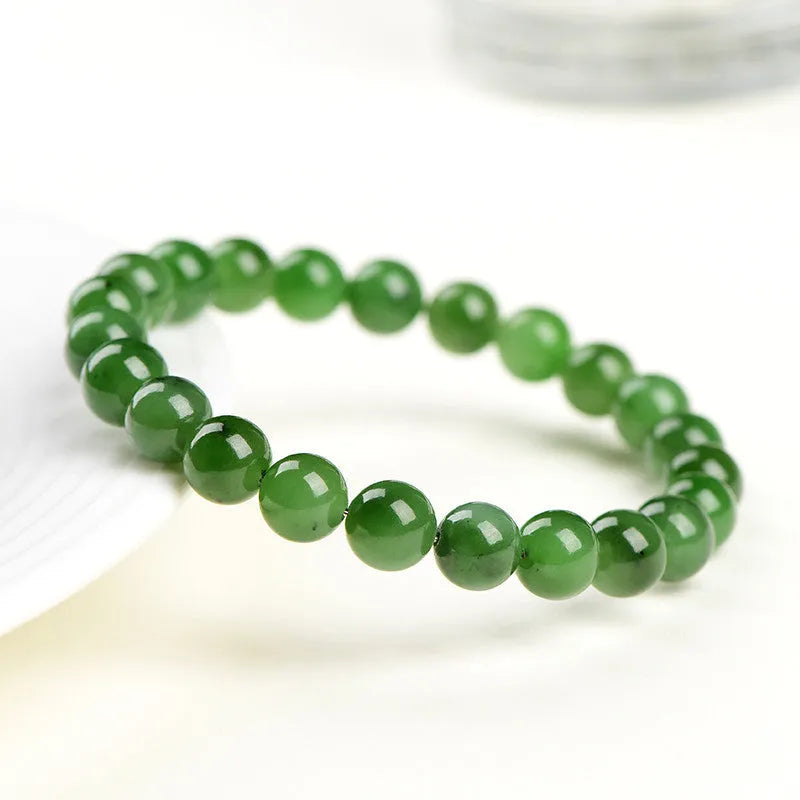 Natural jasper gemstone bracelet with polished beads in multiple size options