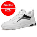 Men's height increase casual sneakers with hidden elevator insole, microfiber upper, lace-up closure, round toe