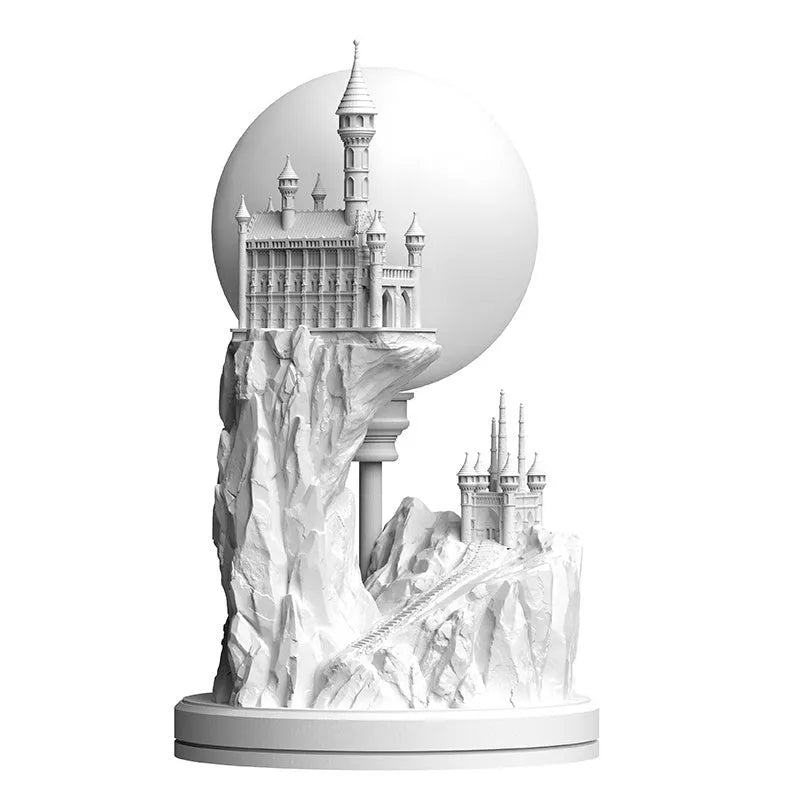 White composite gypsum table night lamp on a surface.