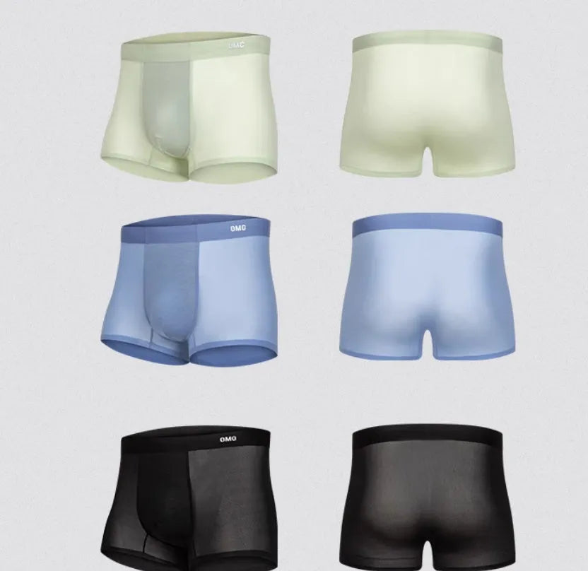 Men's seamless antibacterial fitness underwear in four colour options showing lightweight stretch fabric