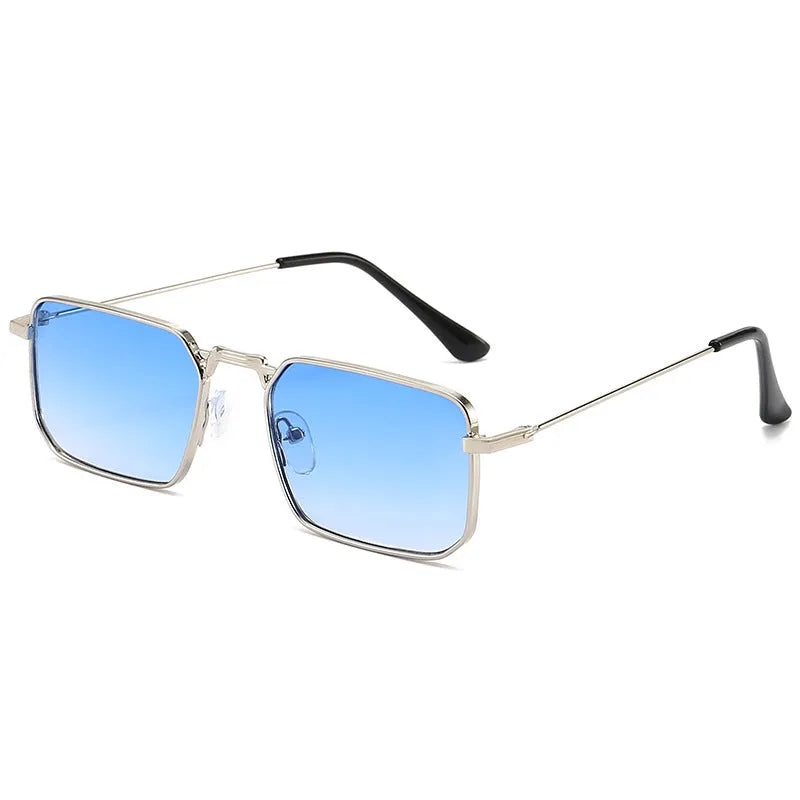Gold frame square men's steampunk sunglasses with gray lenses for sun protection outdoor wear