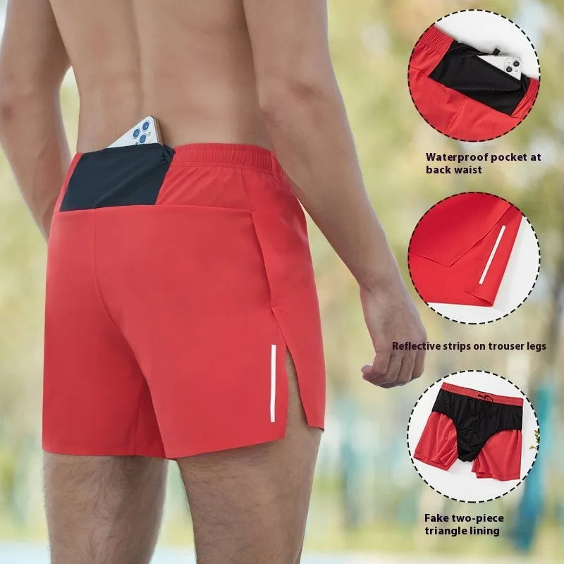Men's high-waist off-road running shorts in quick-drying nylon-blend fabric available in multiple colours