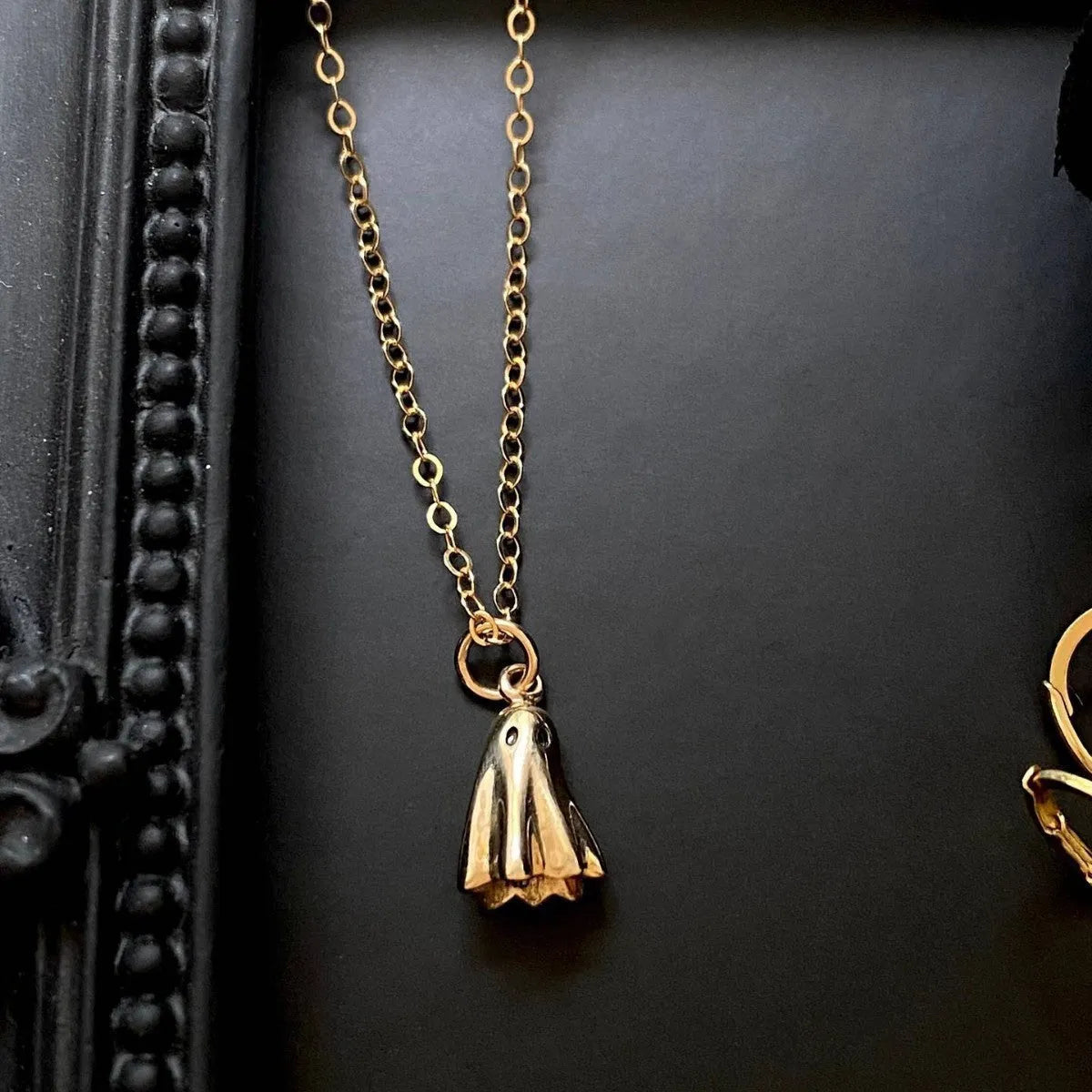 Ghost pendant necklace with stainless steel chain in three style options