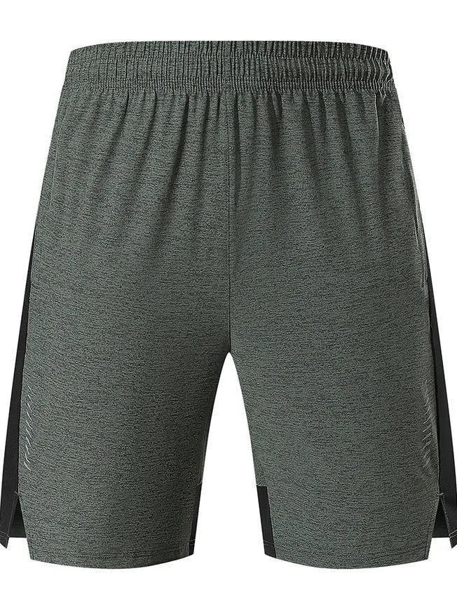 Men's forest green stretch spandex five-point casual shorts with mid waist.