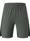 Men's forest green stretch spandex five-point casual shorts with mid waist.
