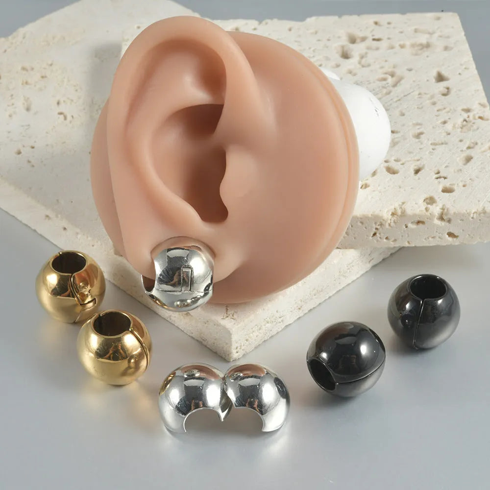 Stainless steel hollow skull Buddha earrings with geometric design in electroplated colours