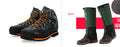High-top hiking boot with synthetic leather upper and EVA sole, round toe, sewn line detailing, black and yellow colour