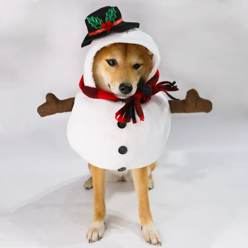 Christmas snowman funny transformation dog costume for pets made of polyester in snowman colour