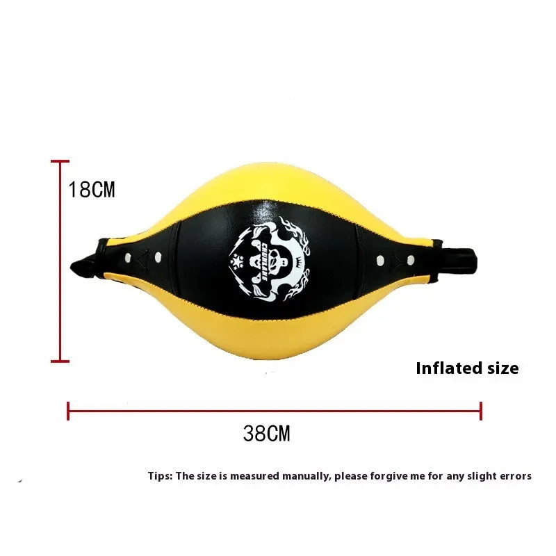 Diamond pattern PU boxing speed ball in black and red for reaction training and martial arts