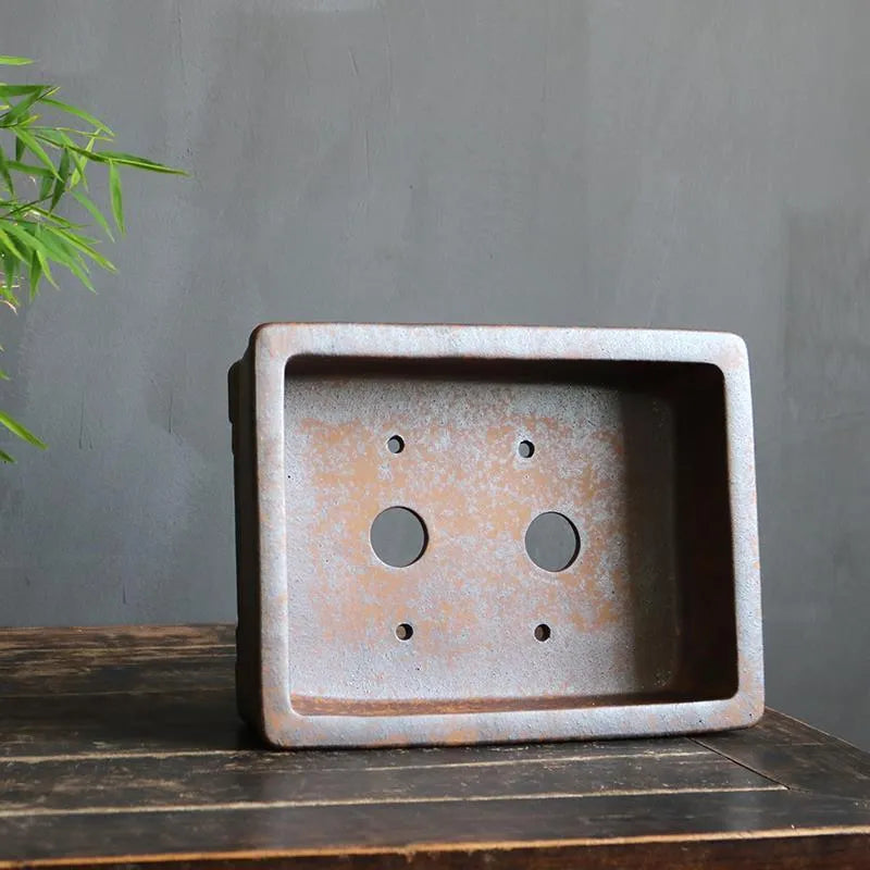 Rectangular purple sand bonsai basin for traditional firewood burning five-line cultivation technique